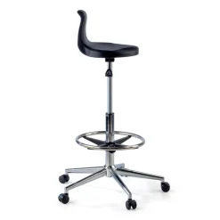 Sgabello da lavoro con schienale Polytec, ergonomico