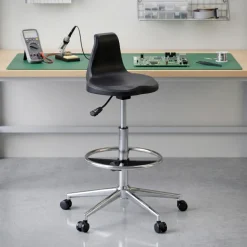 Sgabello da lavoro con schienale Polytec, ergonomico
