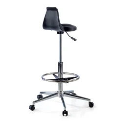 Sgabello da lavoro con schienale Polytec, ergonomico