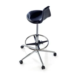 Sgabello da lavoro con schienale Polytec, ergonomico