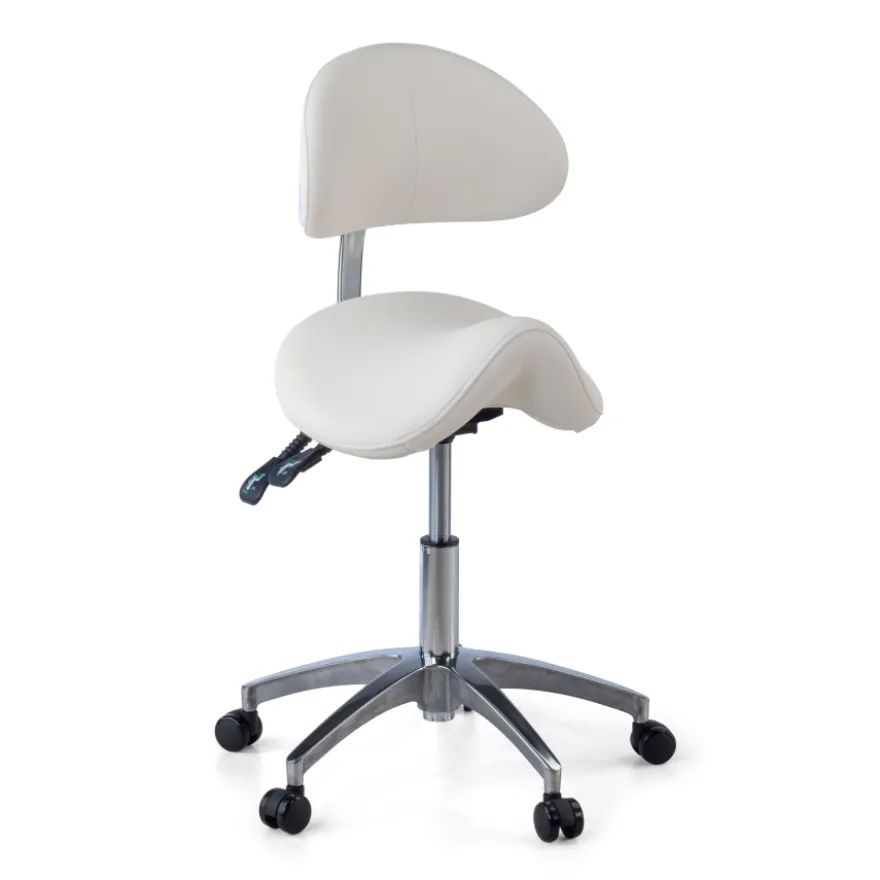 Sgabello sella di cavallo con schienale ergonomico per clinica ed estetista
