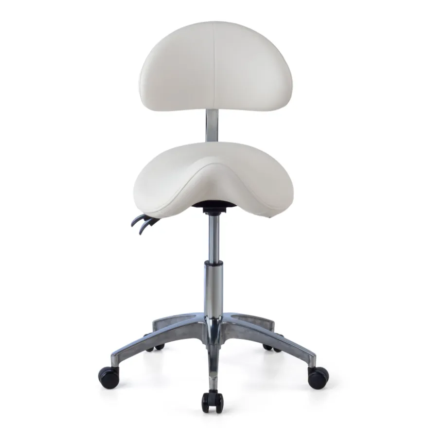 Sgabello sella di cavallo con schienale ergonomico per clinica ed estetista