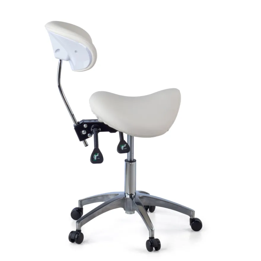 Sgabello sella di cavallo con schienale ergonomico per clinica ed estetista