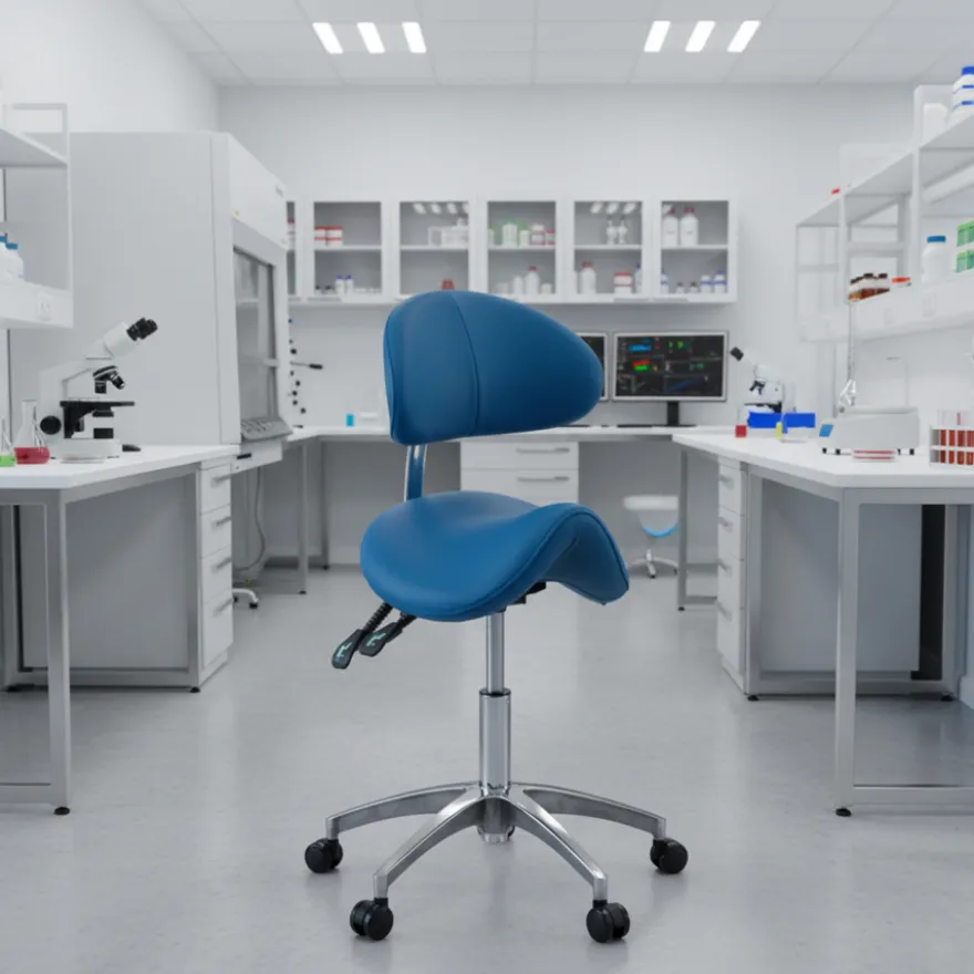 Sgabello sella di cavallo con schienale ergonomico per clinica ed estetista