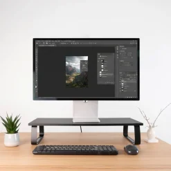 Supporto monitor da scrivania, base in acciaio