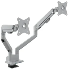 Supporto monitor scrivania doppio con porta USB, alluminio, 2 schermi